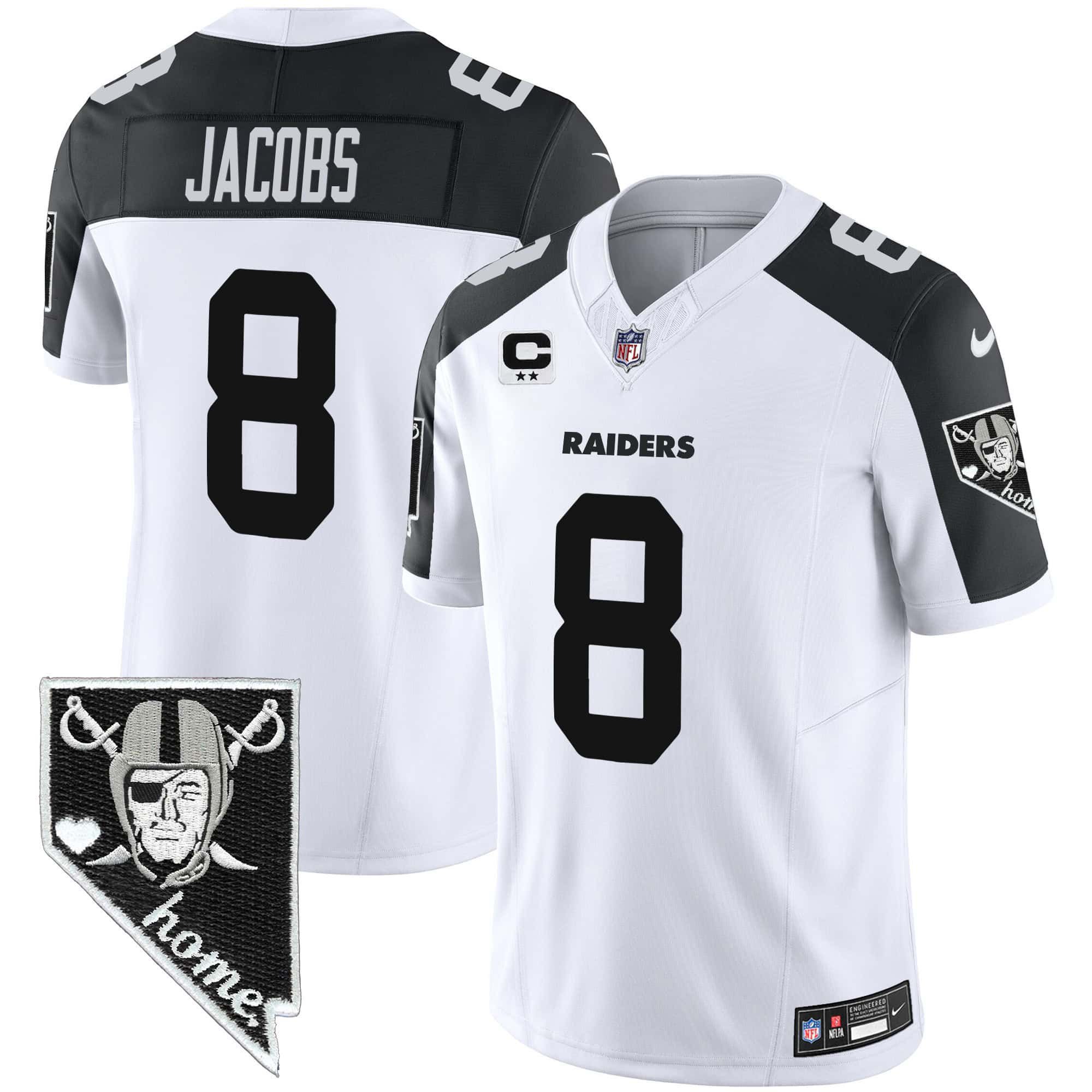 Men Oakland Raiders #8 Jacobs White 2024 Nike Nevada Home Patch Vapor NFL Jersey style 1->indianapolis colts->NFL Jersey